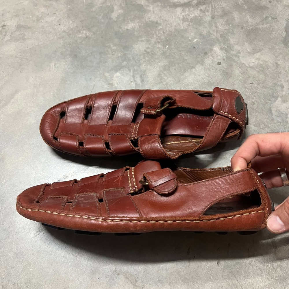 Cole Haan Country Mens Leather Fisherman Sandals Brown Buckle Huarache 9M 14698
